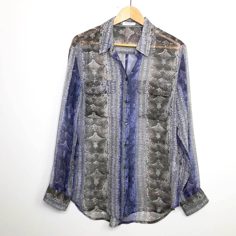 EQUIPMENT, femme snake, print silk button down shirt